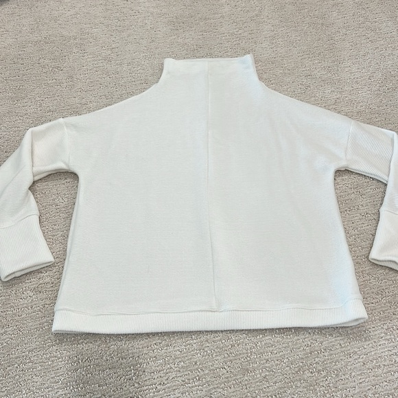 Jess Crum by Hazel & Olive Creamy Winter White Ribbed Long Sleeve Mock Neck Top - Picture 7 of 10